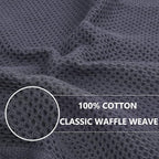 Homaxy 100% Cotton Waffle Weave Kitchen Dish Towels, Ultra Soft Absorbent Quick Drying Cleaning Towel, 13 x 28 Inches, 12-Pack, Dark Grey