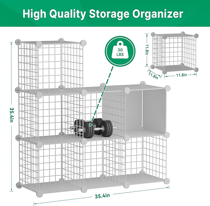 Wire Cube Storage Organizer, 6 Cubes Converted into 7 Cubes, Sturdy Metal Grids Storage Shelf Closet Shelving Units and Storage, Shelves for Bedroom LIvingroom Office