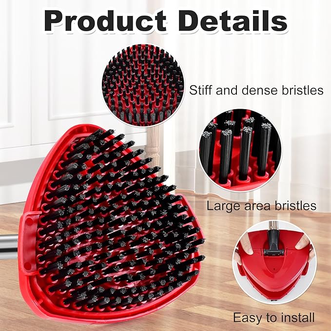 4 Part Stainless Steel Spin Mop Handles, Mop Base & Upgrade Scrub Brush Combo for Ocedar EasyWring 1 Tank Spin Mop System, Mop Handle Mop Base & Brush Set for O Cedar Mop, Universal Thin Screw Joints