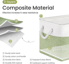 Large Storage Baskets- 15x11x10 inch Storage Bins for Shelves and Closet Organizing, Foldable Fabric Bin for Home Organization Clothes and Laundry (6-Pack, White&Green)