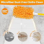 4 Pack Reusable Duster Refills for Swiffer, Microfiber 360 Heavy Duty Dusters Refills Compatible with Swiffer Hand Duster(Include 1 Handle & Laundry Bag)