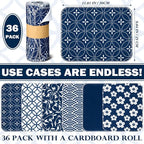 36 Count Reusable Cleaning Cloths Washable Cotton Kitchen Towels for Home(Japanese Style,Blue)