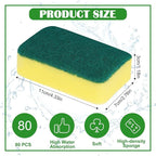 80 Pack Cleaning Sponges Kitchen High Density Dish Sponges Scrub Sponge Multi-Surface Cleaning Scrubber Pad, Durable Dishwashing Sponge Bulk Cleaning Supplies for Washing Dishes, Home, Bathroom, Car