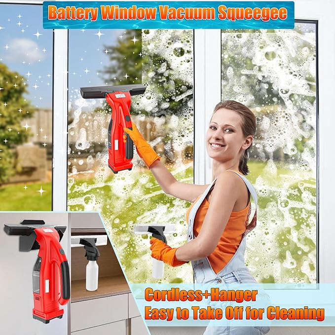 Window Vacuum Squeegee Cordless Compatible for Milwaukee 18V Battery (No Battery), Electric Window Cleaner Window Vacuum, Vacuum Squeegee for Window Cleaning, Mirror, Glass, Car Windshield