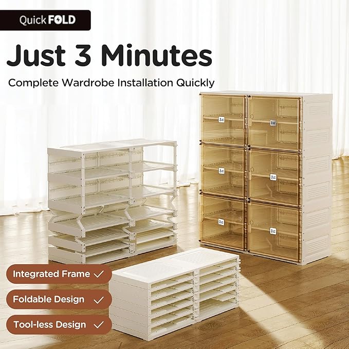 ANTBOX Portable Shoe Rack Organizer for Closet Entryway, Stackable Sneaker Storage Shoe Cabinet with Magnetic Clear Door, Large Plastic Storage containers Bins with Lids 8 Tiers 32 Pairs