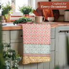 Maison d' Hermine Kitchen Towels Set of 3 100% Cotton 27.50" x 20" Reusable Cloth Tea Dish Towels Absorbent with Hanging Loop for Kitchen, Home, Dining, Cocktail Parties Spring/Summer (Provence)