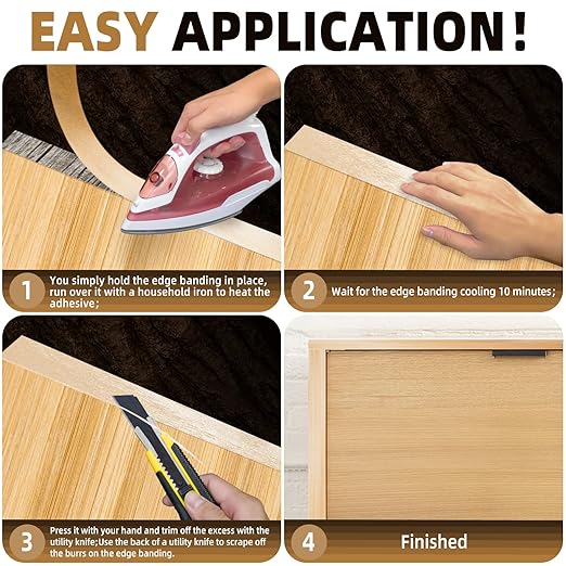 GSCIT Club Birch Edge Banding, 7/8 inch x 25ft roll of Veneer Edge Banding - Pre-glued Flexible, Real Wood Tape for Cabinet Repair & Furniture Restoration