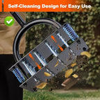 Bluesea Lawn Aerator Tool - 16 Iron Spikes with Ergonomic T-Handle, Automatic Dirt Clean for Soil Loosening & Yard Aeration, Manual Metal Grass Aerator (Black - Orange)