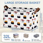 Cute Sushi Storage Basket,Japanese Collapsible Storage Bin Cubes for Living Room Bedroom Blankets Home Storage 17x11.5x10Inch