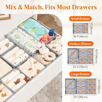 Lifewit Nursery Drawer Organizer for Clothes 16 Pack, Certified Child-safe Dresser Drawer Divider Storage Bins, Foldable Clothing Storage Basket for Baby Clothes/Underwear/Sock/Diaper in Closet