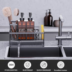 Cisily Dish Soap Dispenser, 12 fl oz Dual Kitchen Soap Dispensers with Sponge Holder, Plastic Pump Amber Glass Bottle Kitchen Soap Dispenser Set, Modern Hand and Dish Soap Bottle Set Removable