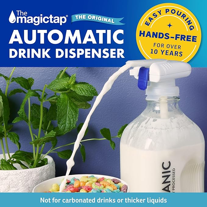 The Magic Tap Automatic Drink Dispenser - Hands-Free Beverage Dispenser for Fridge - Perfect for Milk, Juice - Gifts for Women & Men - 3 Pack, White