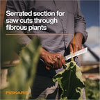 Fiskars Harvesting Knife, Gardening Gifts for Women, Serrated Edge Hand Tool with Sheath, Orange/Black