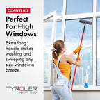 Tyroler 2-in-1 High Window Cleaner Squeegee | 12"-80" Anti-Rust Handle | 100% Silicone Scratch Free for Superior Durability and Protection