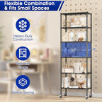 3 Pack Adjustable 6-Tier Storage Shelves with Wheels, 750 lbs Capacity Heavy Duty Wire Shelving Rack, 14" D x 24" W x 71" H Rolling Metal Shelving for Garage, Closet, Kitchen