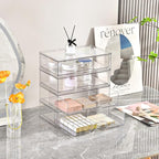 5 Pack Makeup Organizer Stackable, 12.1''L Bathroom Organizer and Storage Acrylic Undersink Drawer Organizer, Cosmetics and Beauty Supplies,Clear Plastic Storage Bins for Vanity,Pantry,Cabinet,Kitchen