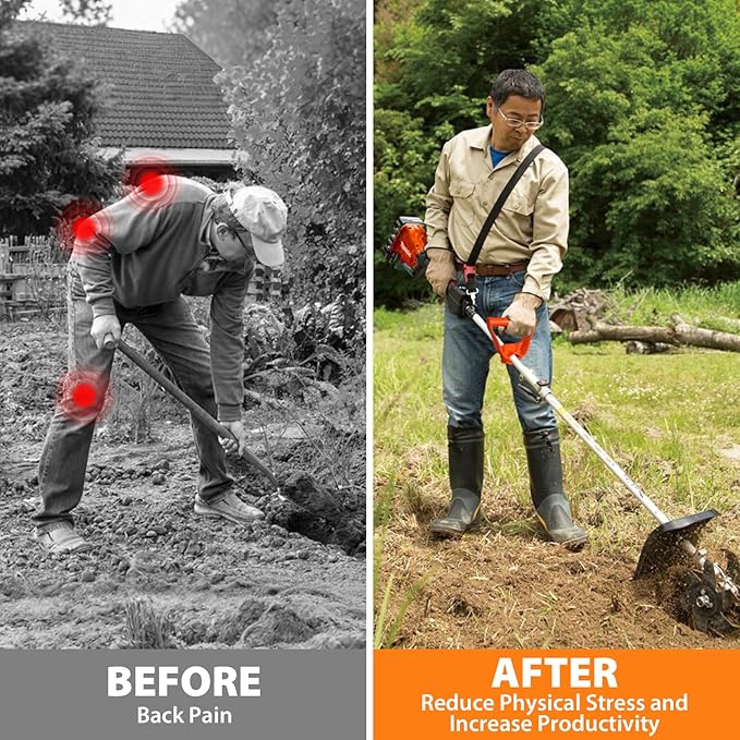 Labor-Saving Handle Tool for Lawn Leveling Rake Ergonomic Back-Saving Attachment for Garden Tools Universal Weed Eater Handle Replacement for Snow Shovels, Rakes, Lawn Trimmers, Orange