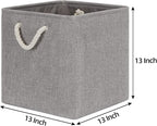 Bidtakay Grey Baskets Foldable Storage Cube Bins 13x13x13 Cube Storage Organizer Closet Set of 3 Fabric Storage Baskets for Home Office Large Baskets for Nursery Baby Toy Storage