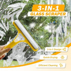 3 in 1 Window Cleaning Scraper, 2025 New Multi-Function Glass Cleaner Squeegee Tool for Shower Glass, Tile, Mirror Cleaning, All-Purpose Spray Function Brush with Ergonomic Handle (Yellow*2)