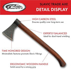 SZCO Supplies 16" Viking Style Hand-Forged Axe - Carbon Steel Blade with Wooden Handle, Medieval Slavic Trade Axe for Chopping, Camping, and Historical Reenactments