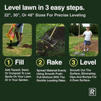 Rocklin™ Lawn Leveling Rake – 22” x 10” Stainless Steel Levelawn Tool with 78” Handle | Smooth & Level Soil, Sand or Grass | Durable Leveling Tool for Lawn, Yard and Garden