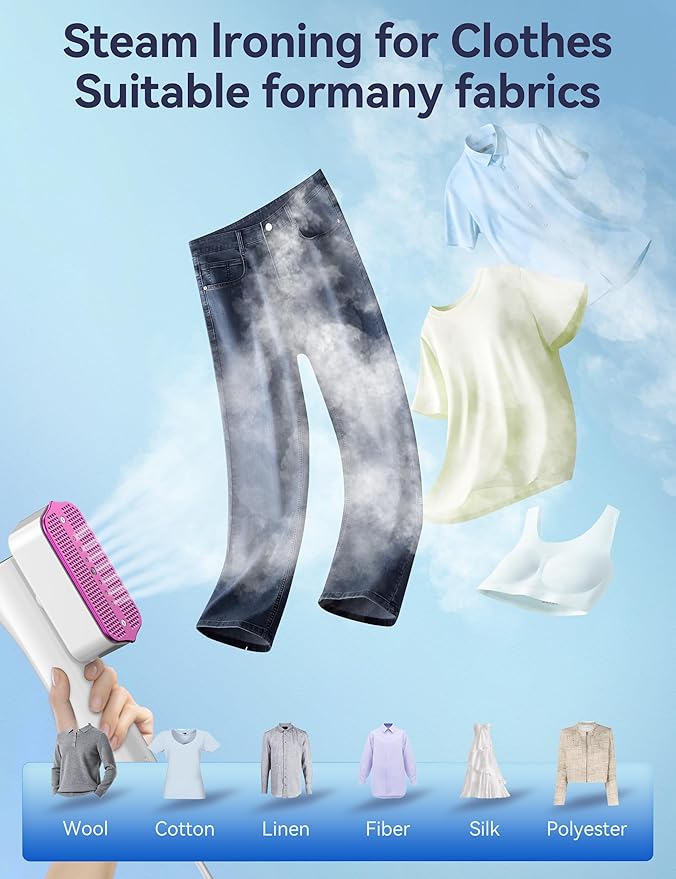 Steamer for Clothes,Sundu Portable Handheld Garment Steamer,15s Fast Heat-up,100ml Water Tank,20 Minutes of Continuous Ironing Removes Wrinkle for Home,Office and Travel-Porcelain White-F