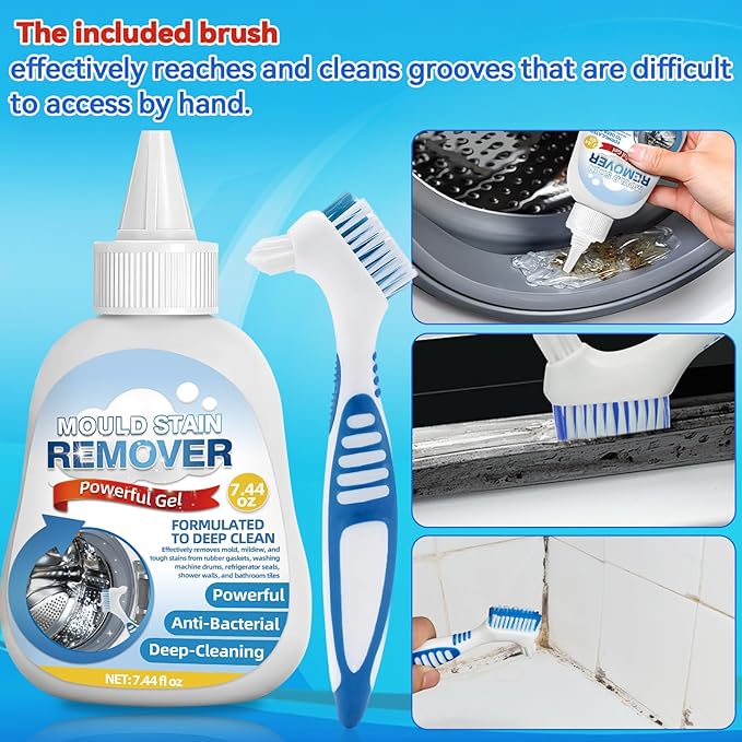 Mold Remover Gel – Effective Washing Machine Cleaner for Gasket, Mold Stain Remover Gel for Bathroom, Grout, Tile, Shower, Sink, Caulk - All-Purpose Household Cleaner Gel