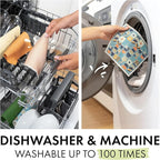 SUPERSCANDI Swedish Dishcloths With 100% Recycled Bioplastic Hanger, Reusable Paper Towels Washable 100 Times, Biodegradable, Super Absorbent Cleaning Cloth Dish Towel For Kitchen, 5-Pack Strawberries