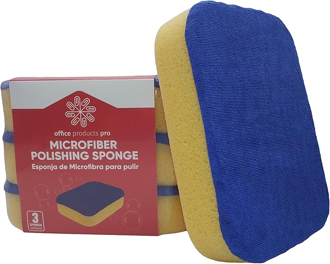 Microfiber Polishing Sponge, Heavy Duty, Ultra Performance, Extra Large 7.5” x 5.5” x 1.875” (3 Pack Microfiber Polishing)