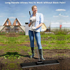 Goplus Lawn Leveling Rake, 42" x 10" Heavy Duty Level Lawn Tool w/ Ergonomic Handle for Soil, Effort-Saving Landscape Rake for Garden, Backyard, Golf Course, Farm, Pasture, Black