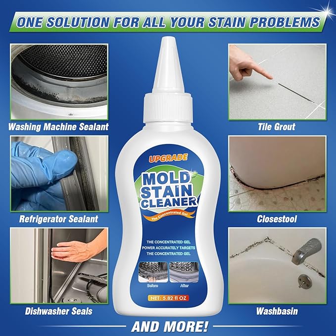 Washing Machine Cleaner, 5.82 Fl oz All-Purpose Gel, Home Stain Cleaner Use on Washing Machine Gasket, Bathroom Grout, Sink, Tiles, Shower, Caulk, and Front Loader Seal