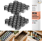 Honeycomb Separator Adjustable Drawer Organizer Divider for Underwear Belt-Scarf Socks Organizer (Black(2pcs))