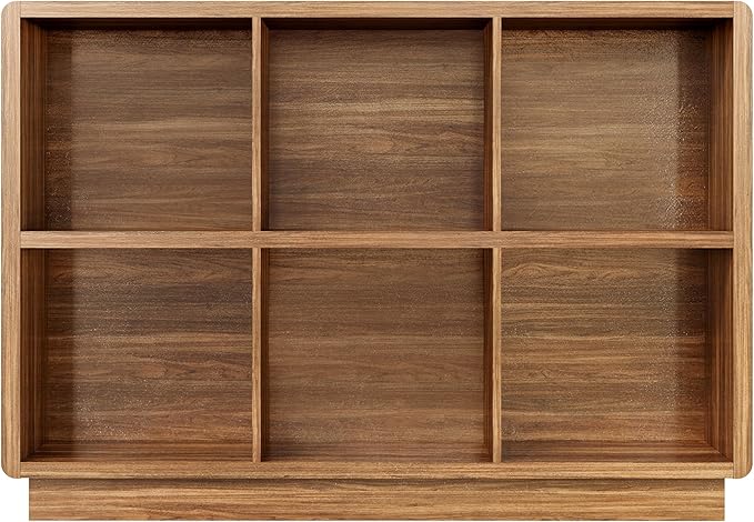 ChooChoo 6 Cube Storage Organizer, Wooden Bookcase with Storage, Cube Storage Bookshelf for Bedroom and Home Office, Brown Walnut