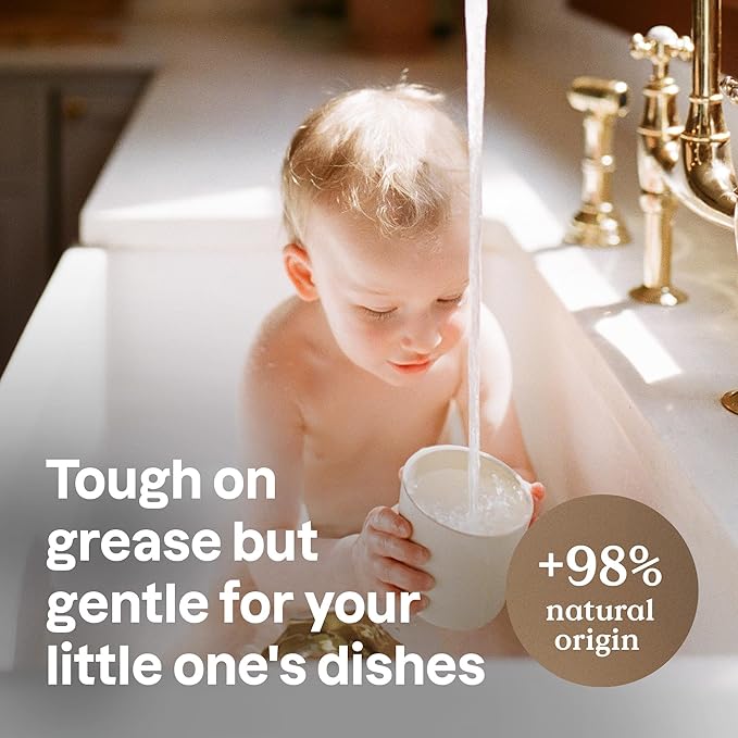 ATTITUDE Baby Dish Soap and Bottle Cleaner, EWG Verified Dishwashing Liquid, No Added Dyes or Fragrances, Tough on Milk Residue and Grease, Vegan, Refillable Aluminum Bottle, Unscented, 16 Fl Oz