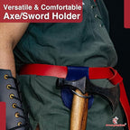 Armory Replicas - Genuine Rawhide Leather Universal Axe Frog - Medieval Hand Crafted O-Ring Funcitonal Outdoor Costume LARP Weapon Holder