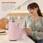 H4N Microfiber Cleaning Cloth Roll, 85 Pack Tear Away Towels, Lint Free, Absorbent, Streak Free, Non-Abrasive, Reusable and Washable Dish Rags for Car and Household Supplies, 11.81x11.81 Inches (Pink)