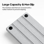 Fast Stone Drying Tray Diatomite Sponge Holder Mat, Kitchen Sink Organizer Sink Caddy, Kitchen & Bathroom Counter Makeup Vanity Dispenser Toothbrush Bottle Soap Dish Rack,Light Gray, 10" x 4"