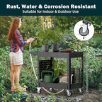 Heavy Duty Utility Service Tool Cart, 39 x 17 in, 2 Shelf Flat Top Rolling Cart with Hanging Board, 550LBS, Swivel Wheels, Ergonomic Handle for Garage, Warehouse, Office, Workshop, Auto Repair