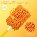 Reusable Duster Refill Compatible with Swiffer Hand Duster - 360 Heavy Duty Microfiber Duster Refills - 4 Pack for Ceiling Fans, Furniture, and Electronics (Orange,Handle is Not Included)
