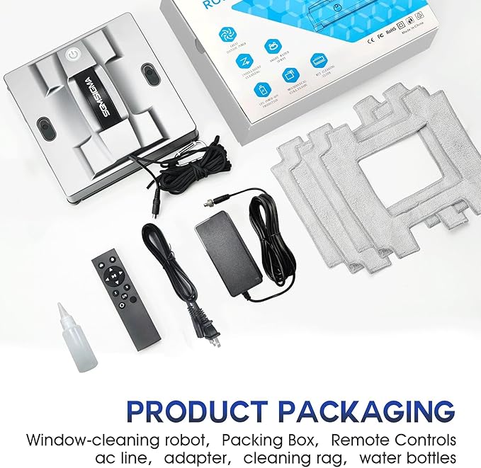 M83 Portable Smart Window Cleaning Robot, 4-Water Spray & 5600PA High Suction Power Clean, Edge Detection Sensor, Perfect for Glass, High-Rise Windows, and Tiles (Gun Grey)