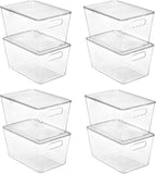 Vtopmart 8 Pack Clear Stackable Storage Bins with Lids, Large Plastic Containers with Handle for Pantry Organization and Storage,Perfect for Kitchen, Fridge, Cabinet, Bathroom Organizer