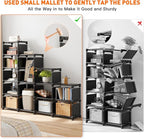 REIBII Book Shelf, 13 Cube Storage Organizer, DIY Tall Bookcase for Bedroom, Office, Living Room, 12" D x 47.24" W x 59.05" H, Black