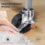 Gray 3 Tier Rolling Storage Cart on Wheels, Sturdy Metal Organizer Cart with Wheels and Handle, Three Tiered Utility Carts for Book, Art, Craft, Snack, Cleaning, Kitchen, Easy Assembly, Mesh Shelves