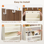 Mefirt Over The Door Organizer, 8 Shelf Door Hanging Organizers with 8 Large Capacity Pockets, Back of Door Organizer Storage Hanging Shelves for Closet Bathroom Bedroom Nursery
