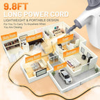 Multi-Surface Handheld Pressurized Steam Cleaner with 11-Pieces Accessories, 15.2OZ Hands-free Portable Steamer for Cleaning, Multipurpose Steam Cleaner for Home|Upholstery|Car|Floor|Grout|More