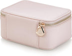 Vlando Jewelry Travel Case,Travel Jewelry Organizer with Clear Velvet Jewelry Bags 8Pcs Zipper Pouch for Women Girl Gift-Pink