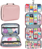 MICOM Hanging Hair Accessories Storage Bag - Organizer for Girls' Hair Bows, Clips, Headbands, Scrunchies & Ties - Display Case with Hook