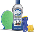 Bar Keepers Friend Cooktop Cleaner + Scraper + Dish Fish - Multipurpose Liquid Stovetop Cleanser, Safe for Use on Glass or Ceramic Cooking Surfaces, Copper, Brass, Chrome, Stainless Steel & Porcelain