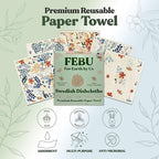 FEBU Swedish Dishcloths for Kitchen | 5 Pack Fresh Flowers Reusable Paper Towels Washable | Swedish Dish Towels | Non-Scratch Cellulose Sponge Cloths | No Odor, Biodegradable Cleaning Cloths