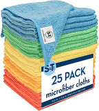 S&T INC. 25 Pack Microfiber Cleaning Cloth, Bulk Towels for Home, Reusable Microfiber Towels for Cars, Cleaning Rags, Assorted, 11.5 Inches x 11.5 Inches, 25 Count